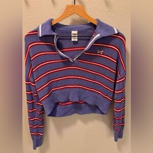 PINK Victoria's Secret Purple and Red Striped Sweater